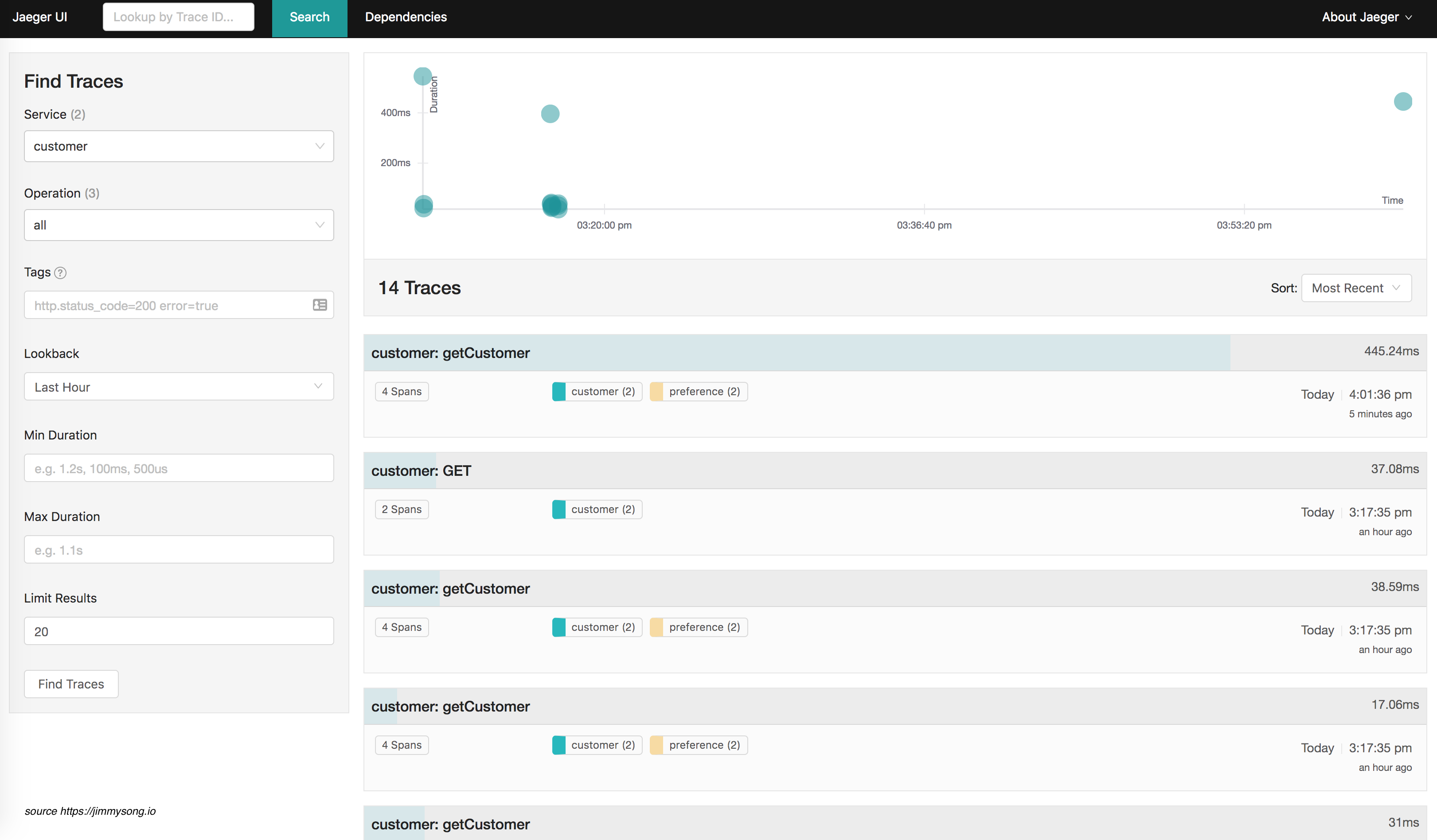 Jaeger query UI