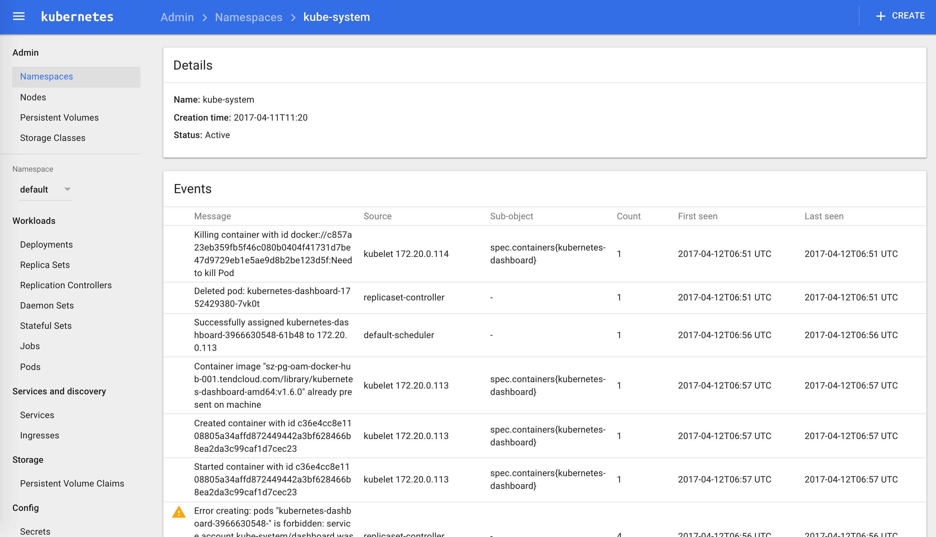 kubernetes dashboard