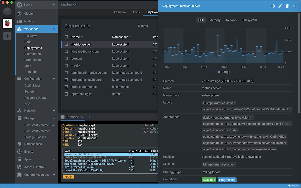 Lens Kubernetes IDE 界面