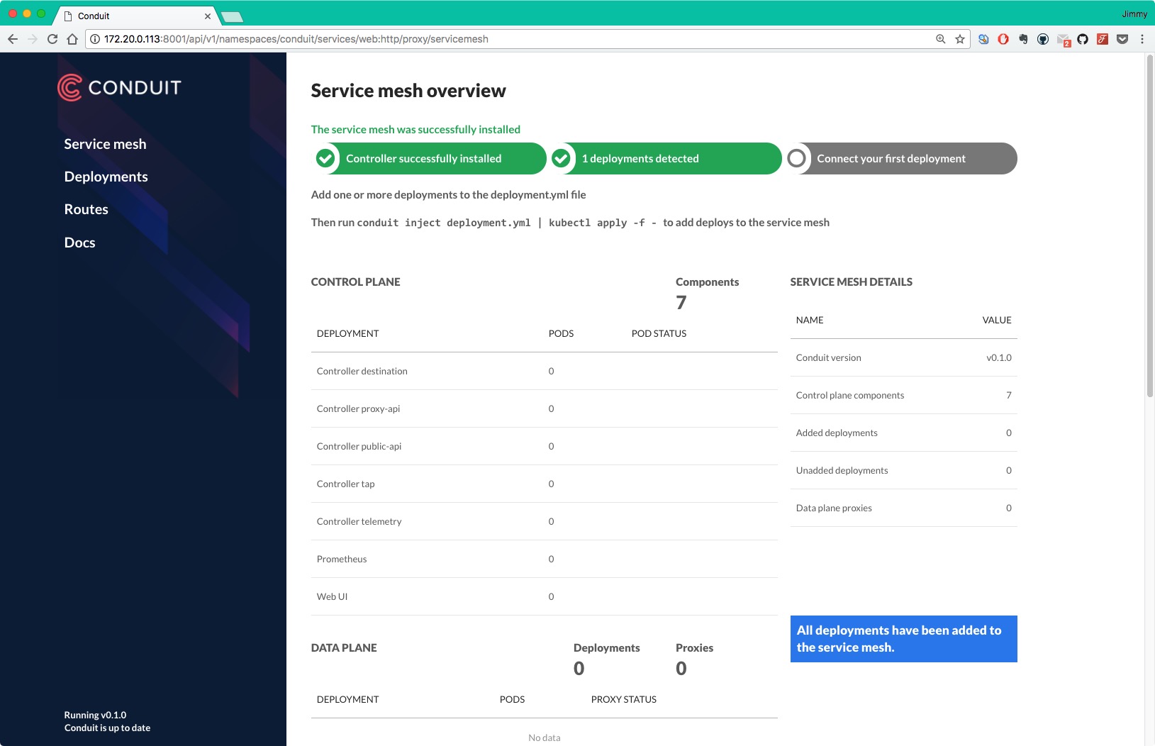 Conduit dashboard